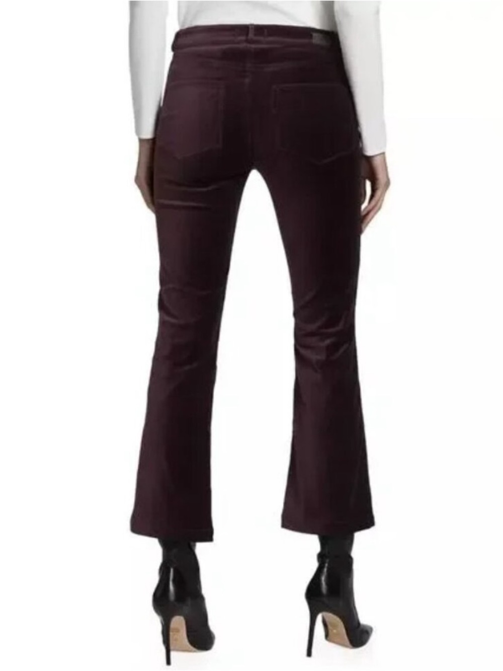 Paige Claudine High Rise Ankle Length Flare Pant in Black Cherry Size 28 Velvet - Picture 2 of 13